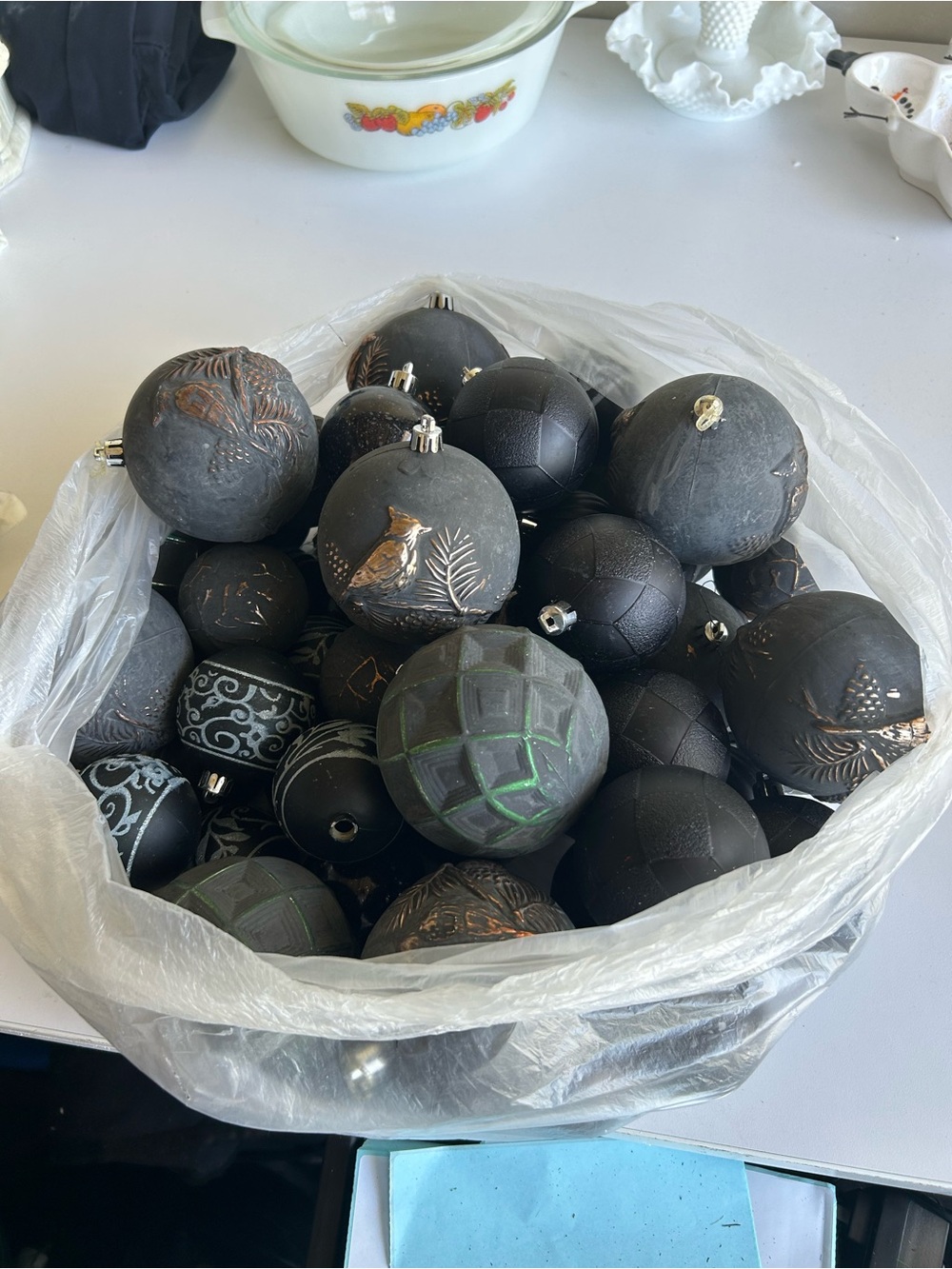 Black Holiday Glass Ornament Ball Set - Classic Matte Finish
